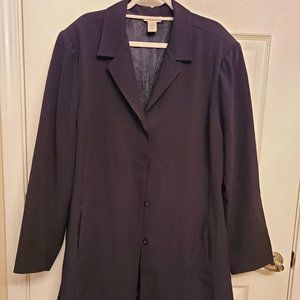 Avenue Black Suit Jacket Knee Length Lined 4-button Lapel Plus Size 22